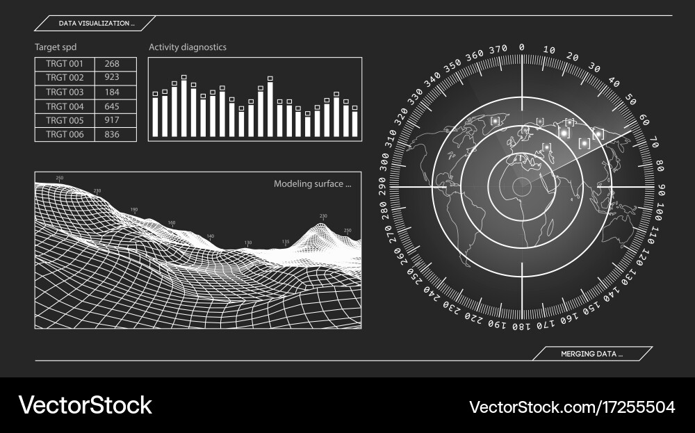 Radar Screen with Target Display vector image