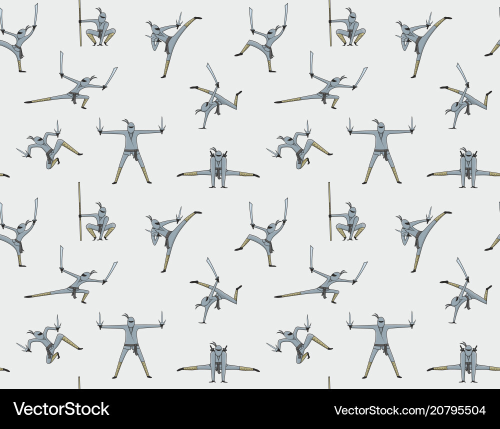 Seamless pattern of ninja Vector Image