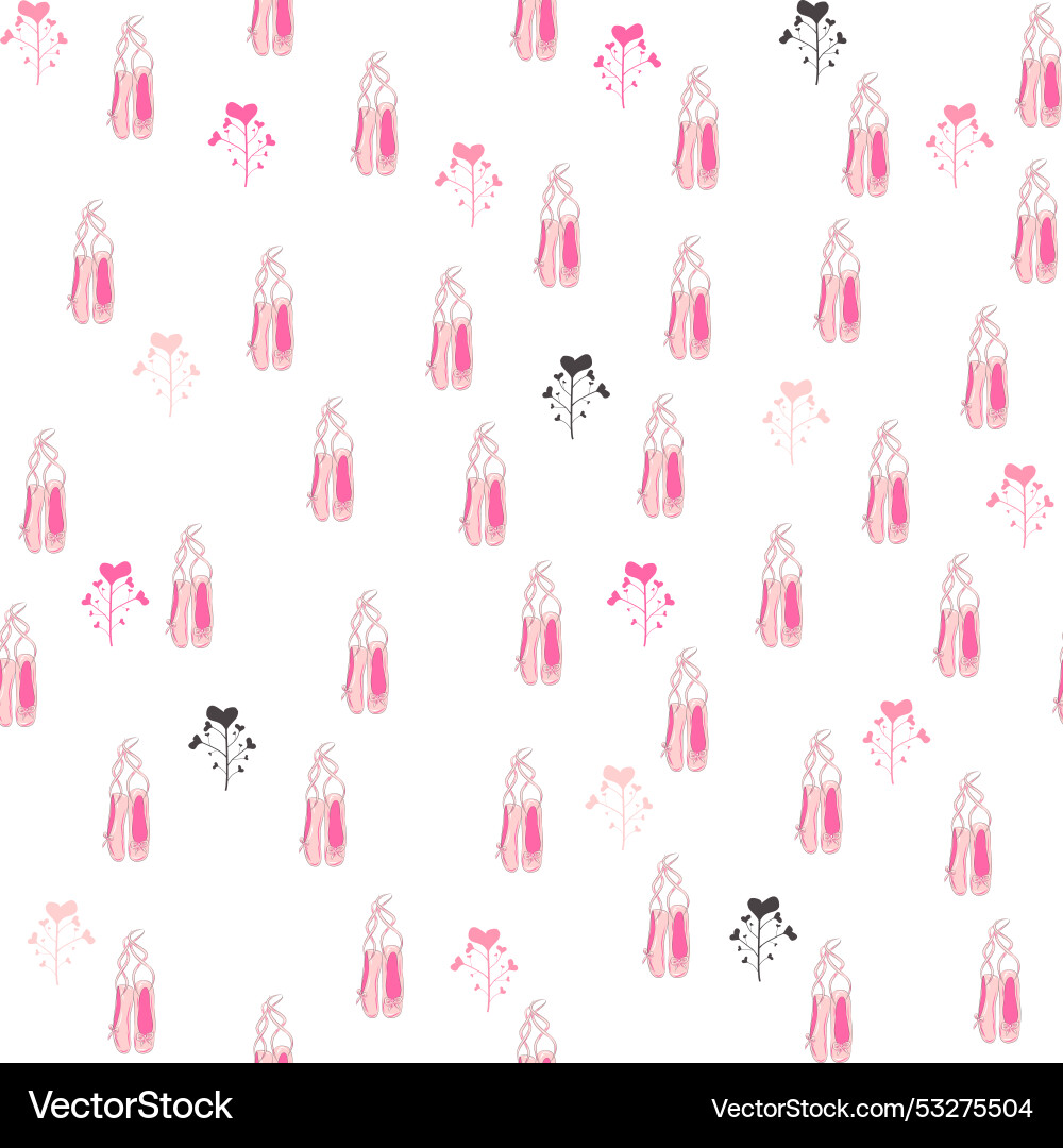 Seamless pattern with ballet pointe shoes Seamless pattern with ballet pointe shoes vector image