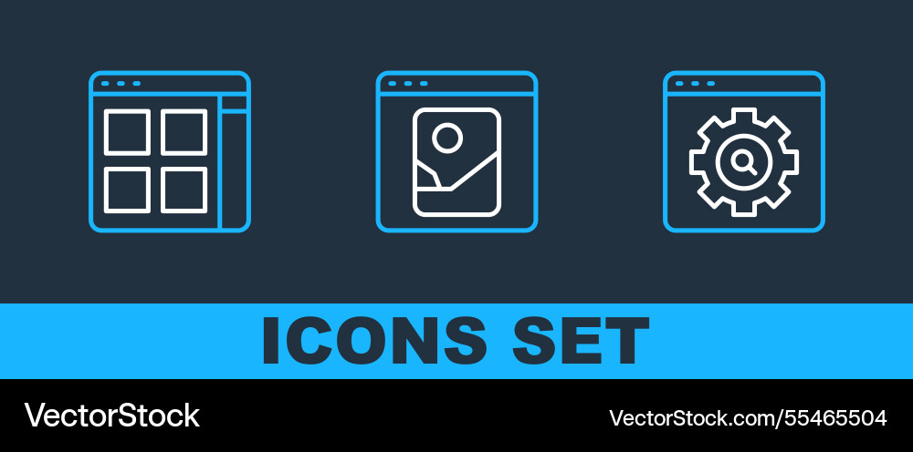 Set line browser setting files and photo vector image