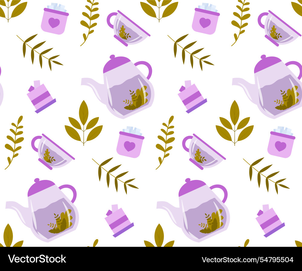Tea seamless pattern repeating design element vector image