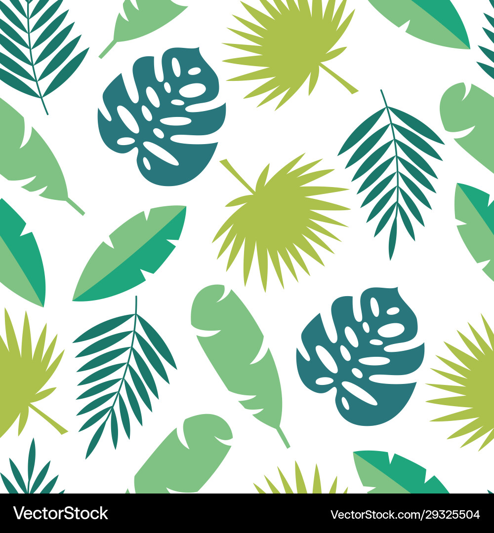 Tropical Palm Leaf Pattern - Green Vector Image
