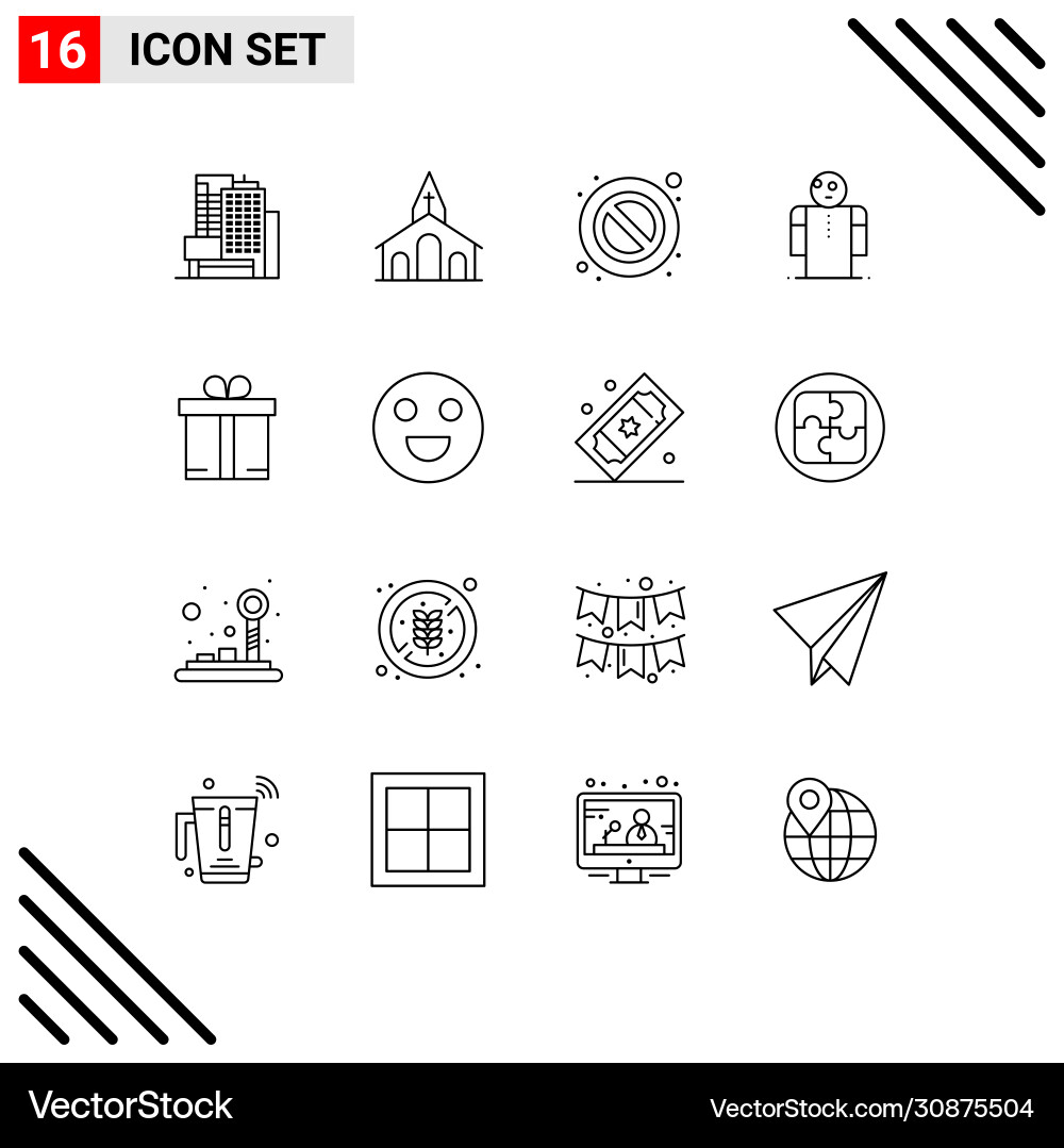 User interface pack 16 basic outlines Vector Image