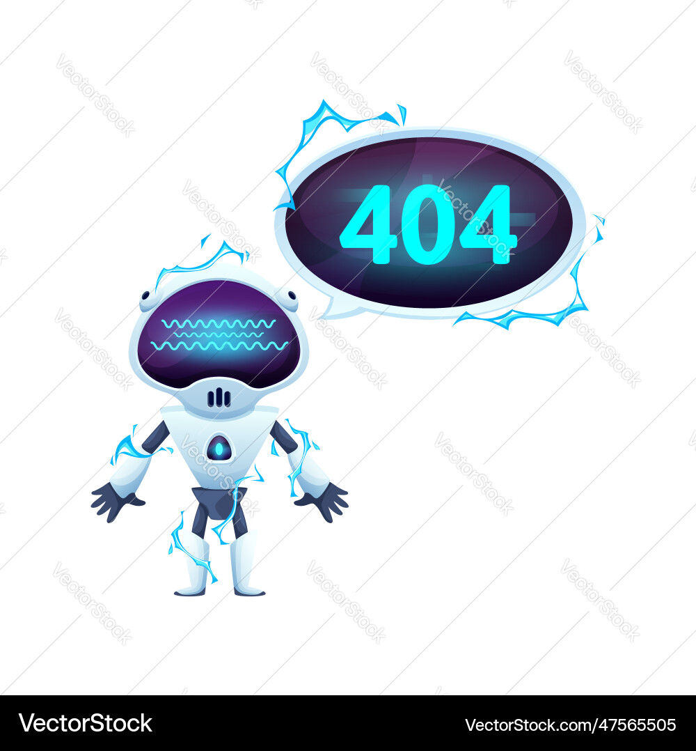 404 page with screen and robot under high voltage 404 page with screen and robot under high voltage vector image