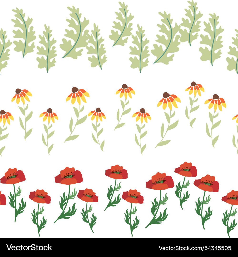 Chamomile horizontal border seamless pattern Vector Image
