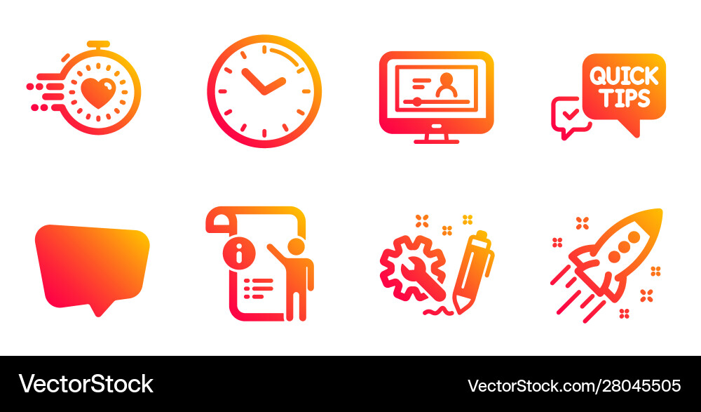 Chat message manual doc and time icons set Chat message manual doc and time icons set Vector Image