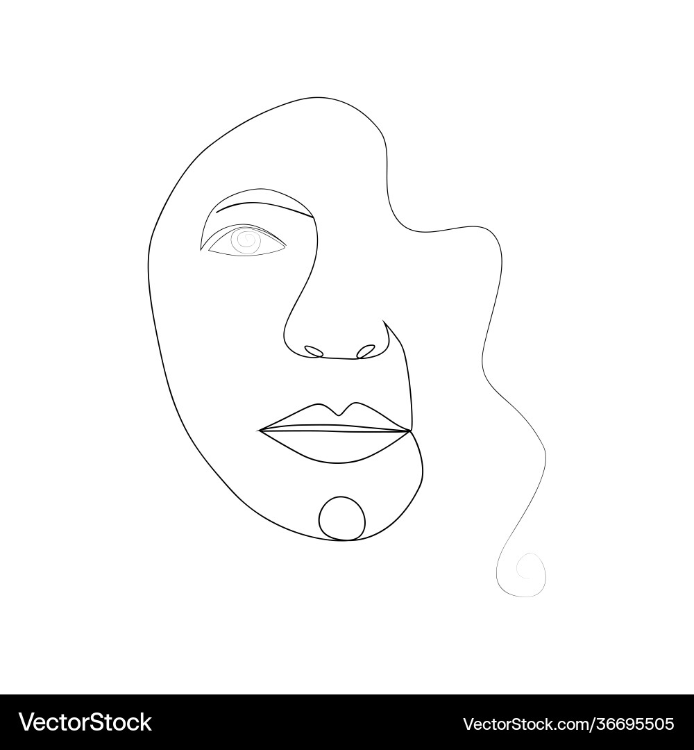 Continuous line drawing set faces Vector Image