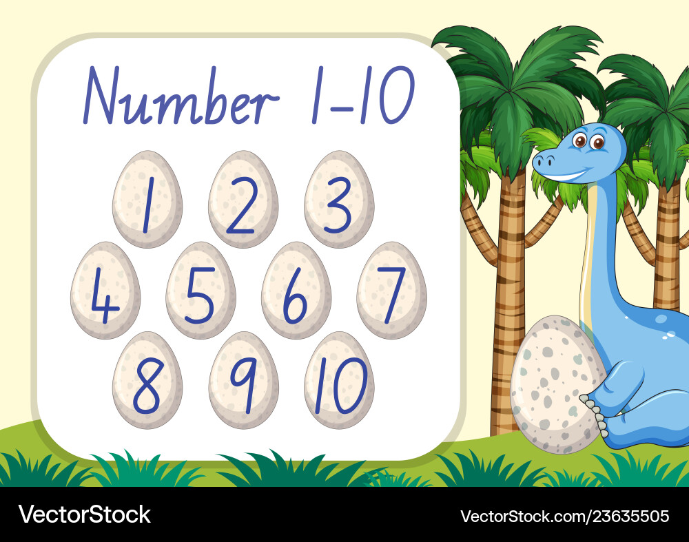 Count number from one to ten dinosaur theme vector image