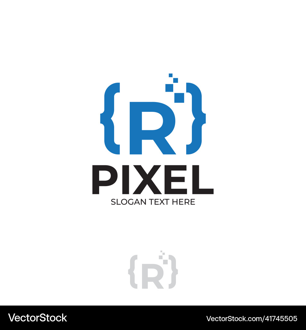 Digital code logo with letter r design coding Vector Image