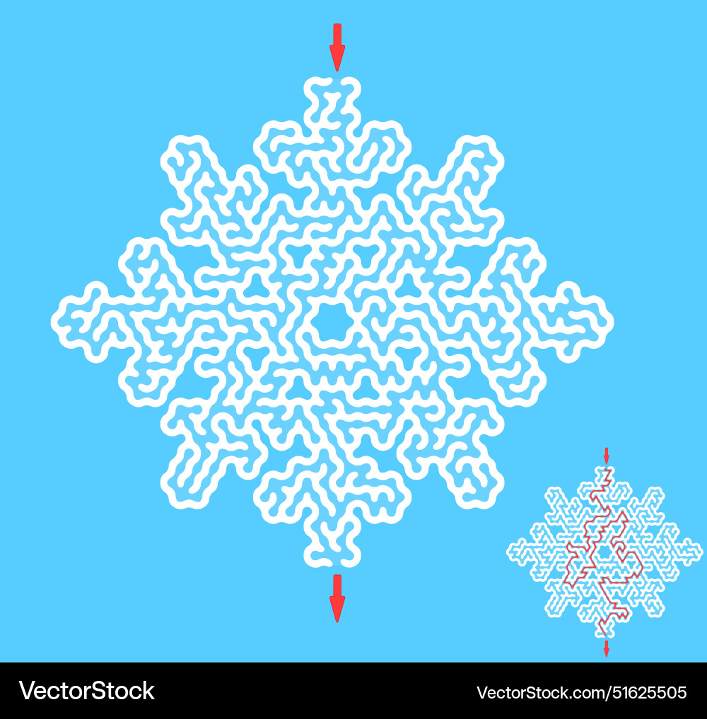 Find the way through lthe snowflake labyrinth Find the way through lthe snowflake labyrinth Vector Image