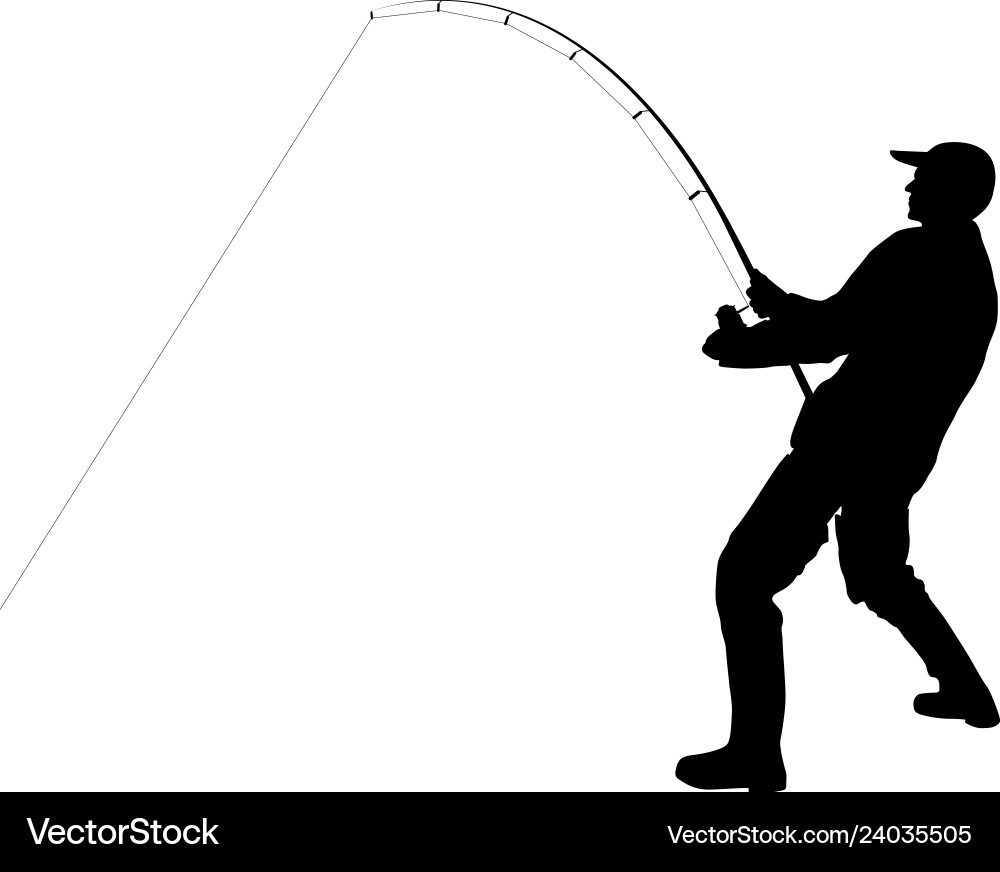 Fishing Rod Silhouette Vector Image