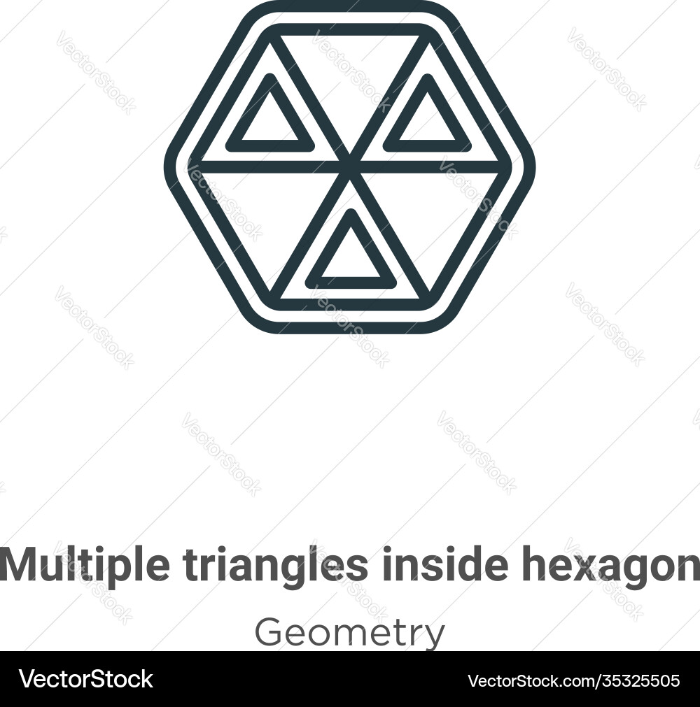 Multiple triangles inside hexagon outline icon Multiple triangles inside hexagon outline icon Vector Image
