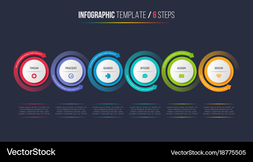 Process Flow Chart - Six Steps Vector Image