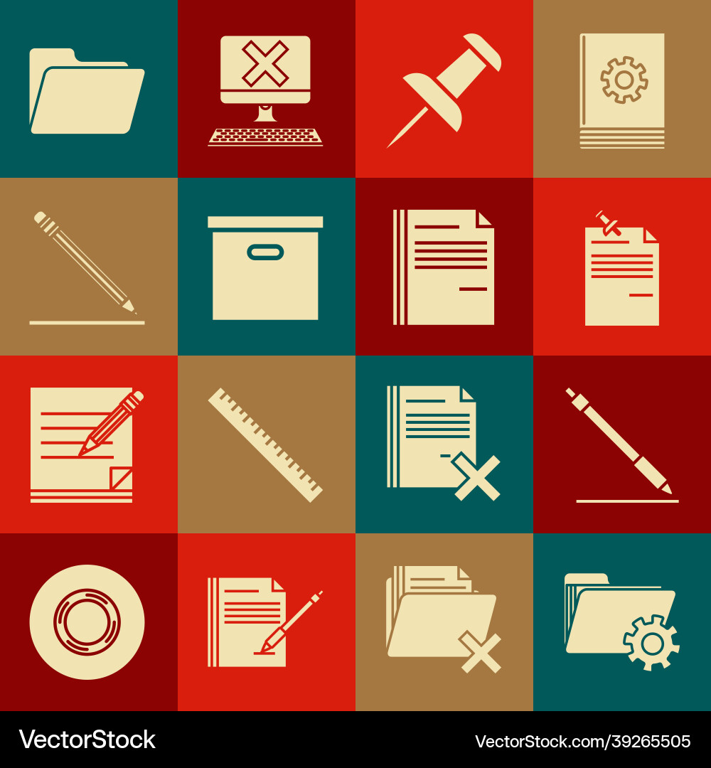 Set folder settings with gears pen line note Set folder settings with gears pen line note Vector Image