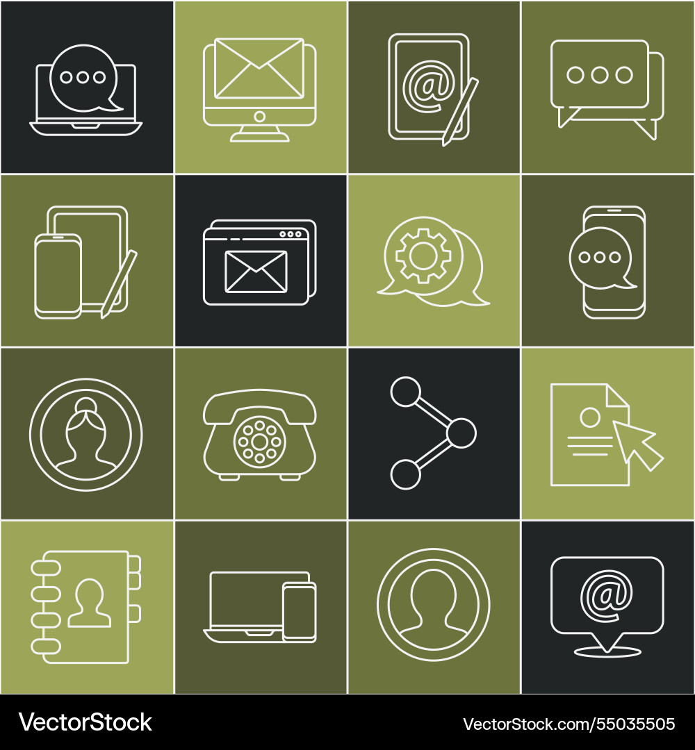 Set line mail and e-mail document cursor chat Set line mail and e-mail document cursor chat Vector Image