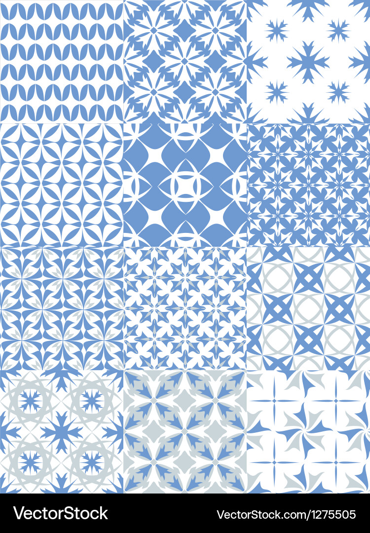 Set of seamless patterns in blue vector image