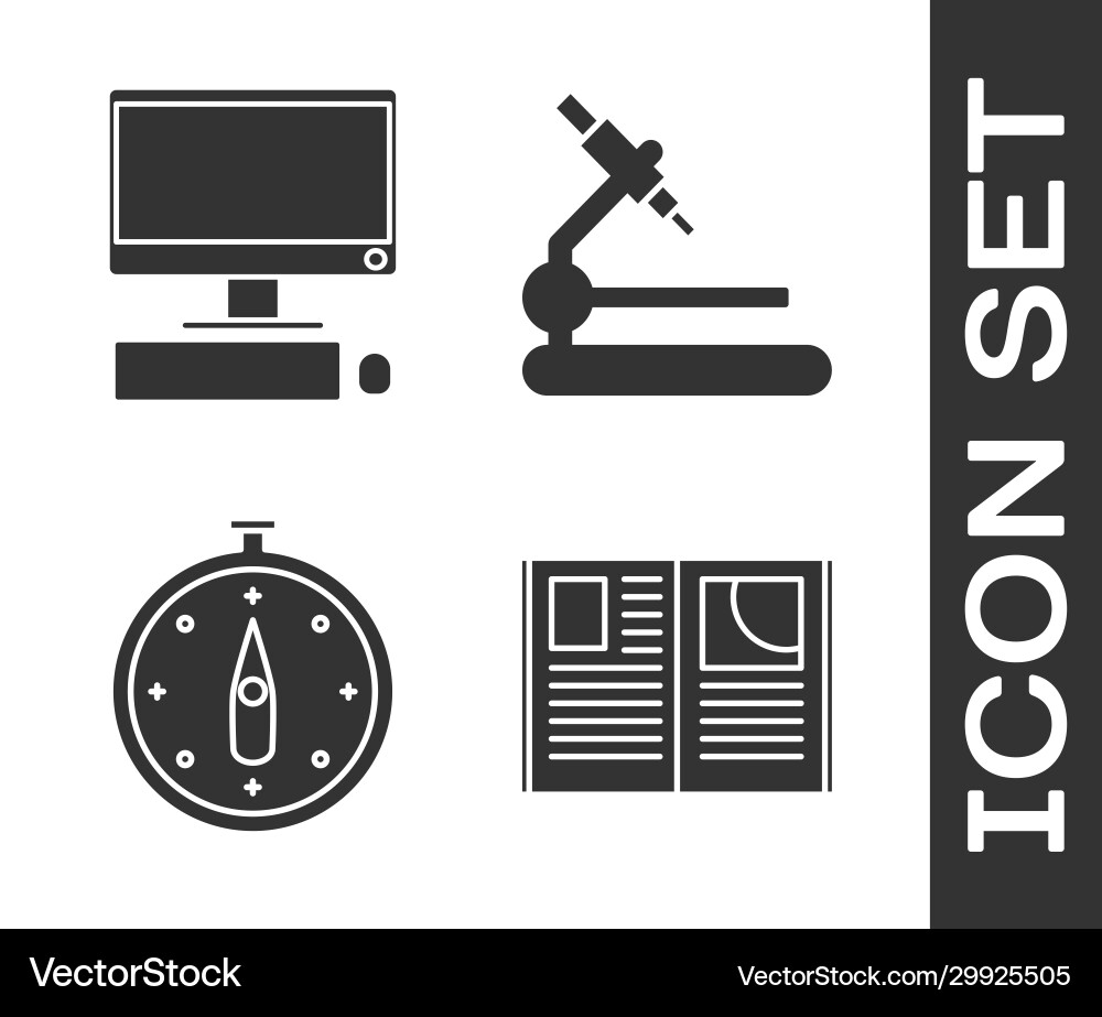 Set open book computer monitor with keyboard Set open book computer monitor with keyboard Vector Image