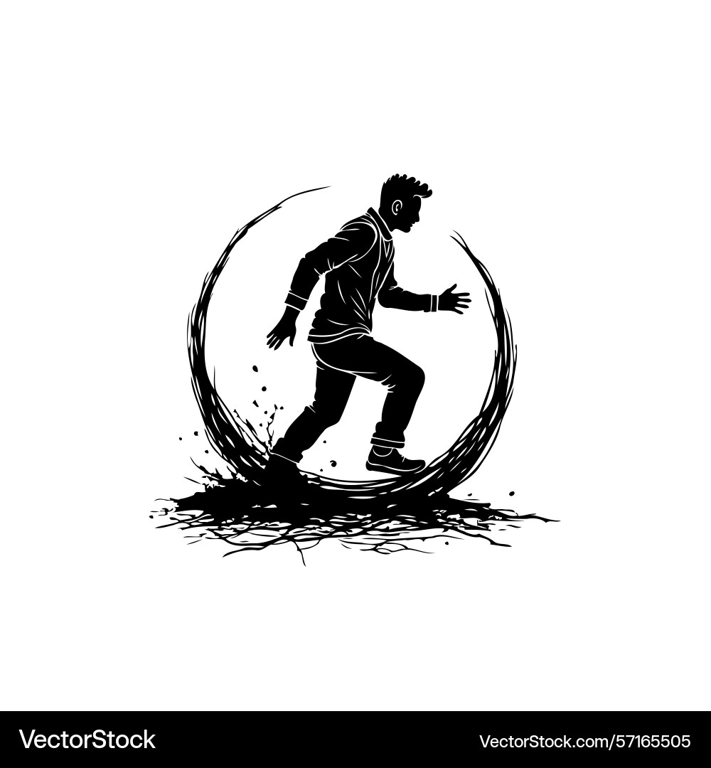 Silhouette of a running man encapsulated within Vector Image