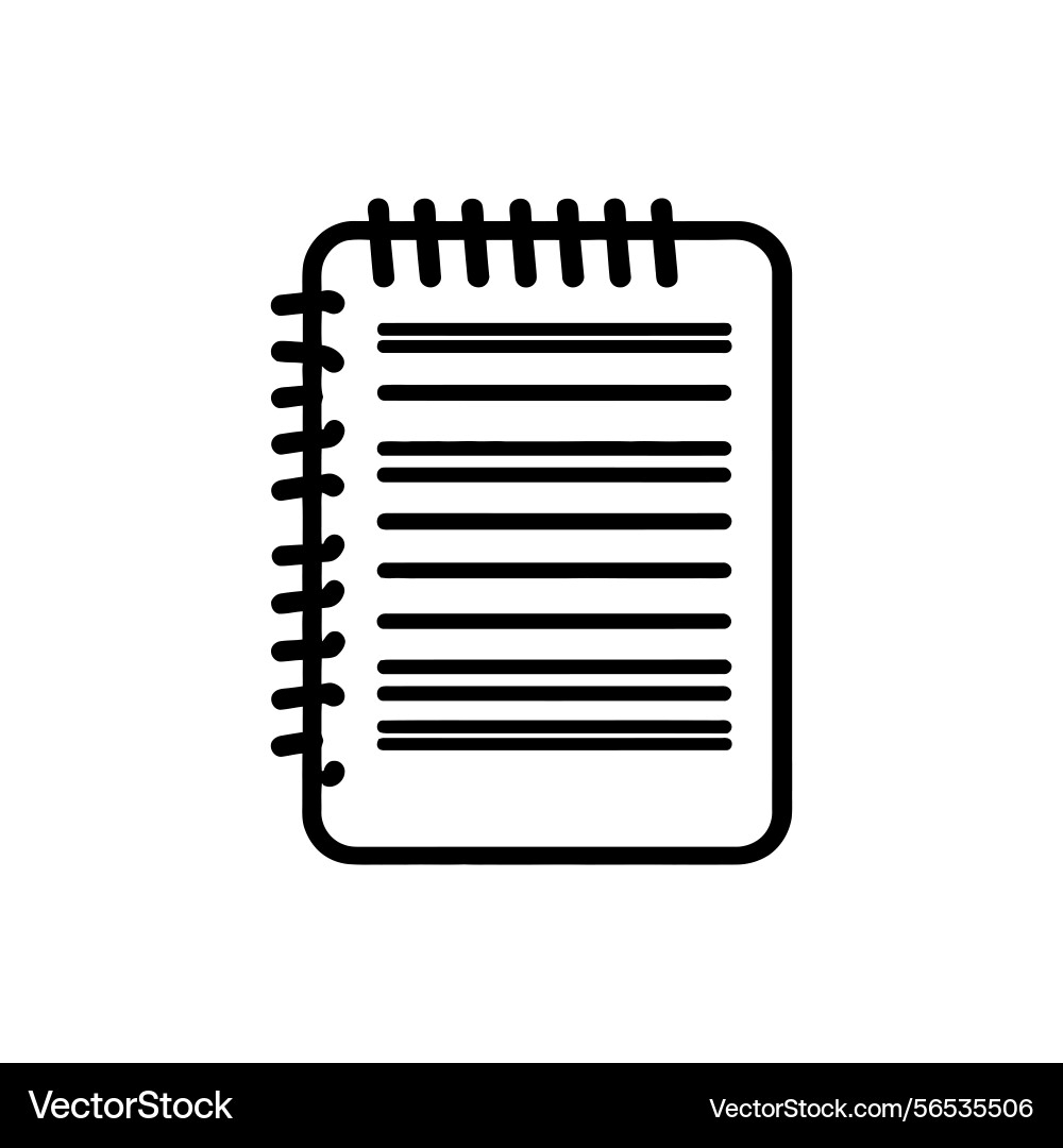Black lined notepad design wire binding paper vector image