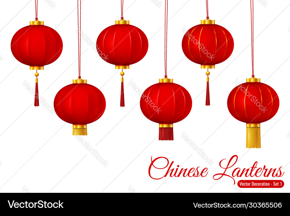 Chinese traditional hanging red lanterns vector image