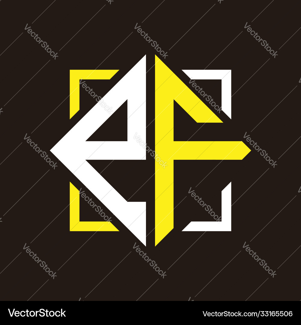E f initials quadrangle monogram with square E f initials quadrangle monogram with square Vector Image