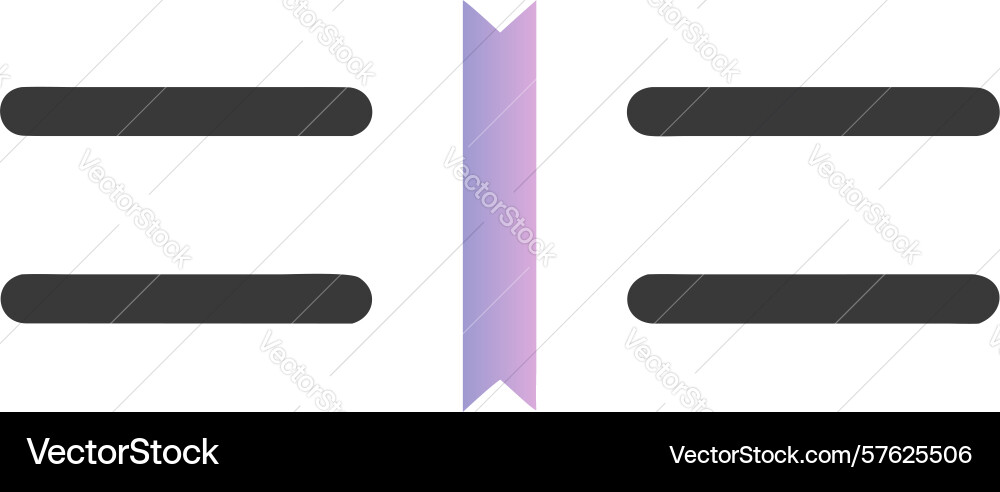 Equal sign with vertical line divider design Vector Image