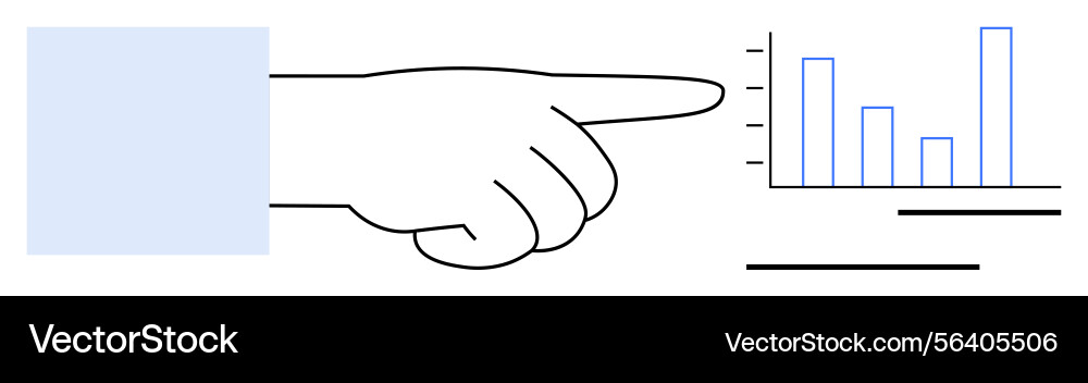 Hand pointing towards increasing bar graph Hand pointing towards increasing bar graph Vector Image