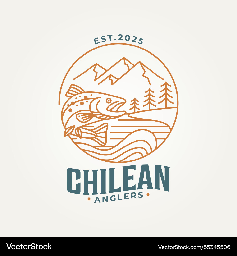 Minimalist chilean anglers line art icon logo Minimalist chilean anglers line art icon logo Vector Image