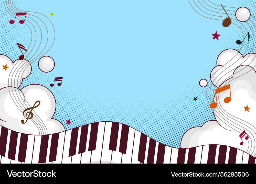 Music background with piano keyboard notes and cl Vector Image