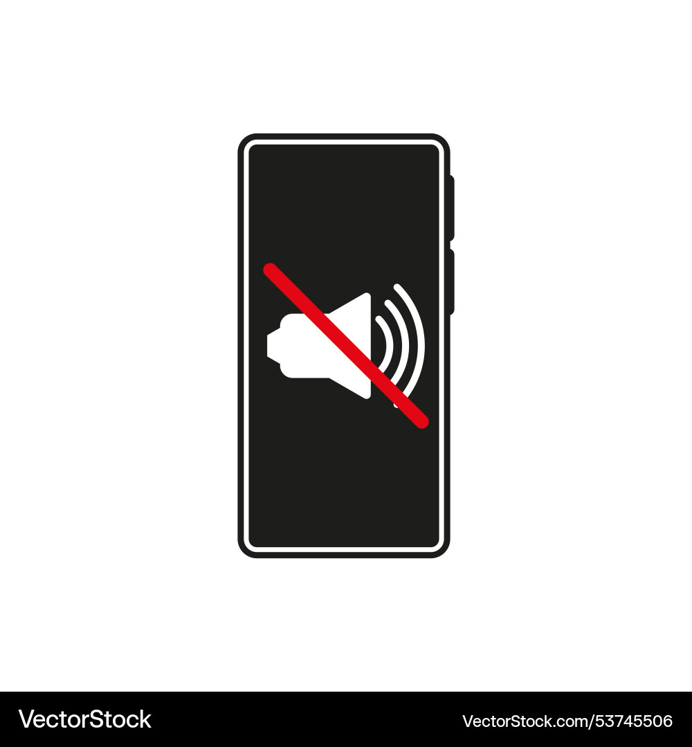 Mut-Telefon-Ikone Stummmodus-Symbol rot kein Ton Mut-Telefon-Ikone Stummmodus-Symbol rot kein Ton vektorbild