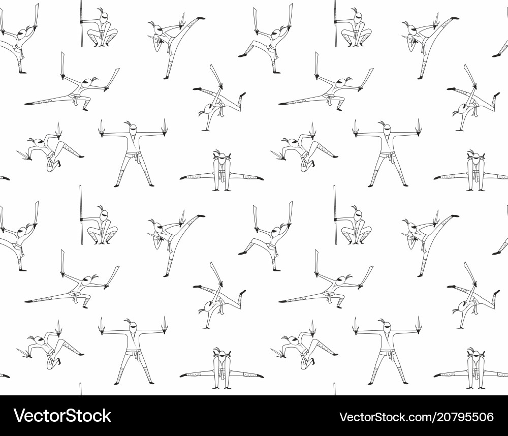 Ninja Warrior Pattern vector image