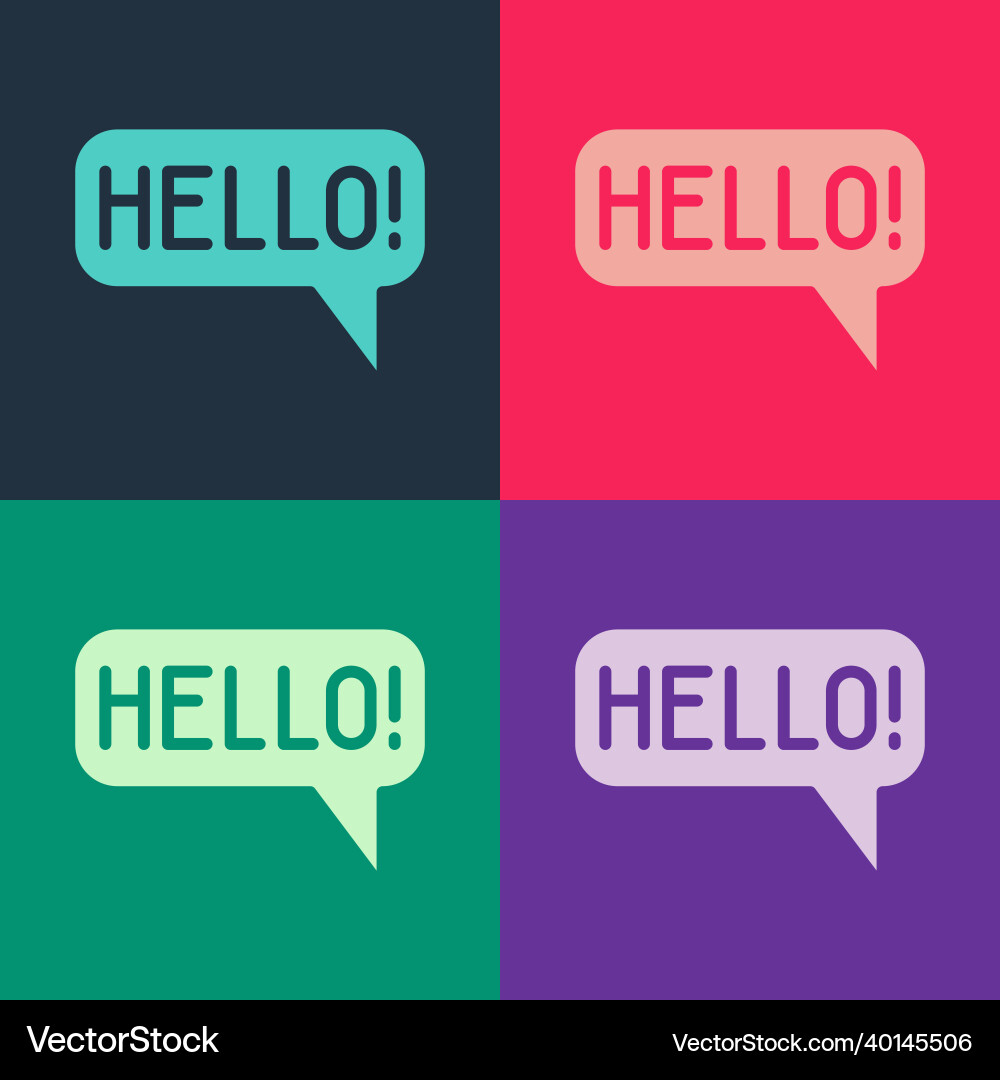 Pop art hello in different languages icon isolated Vector Image