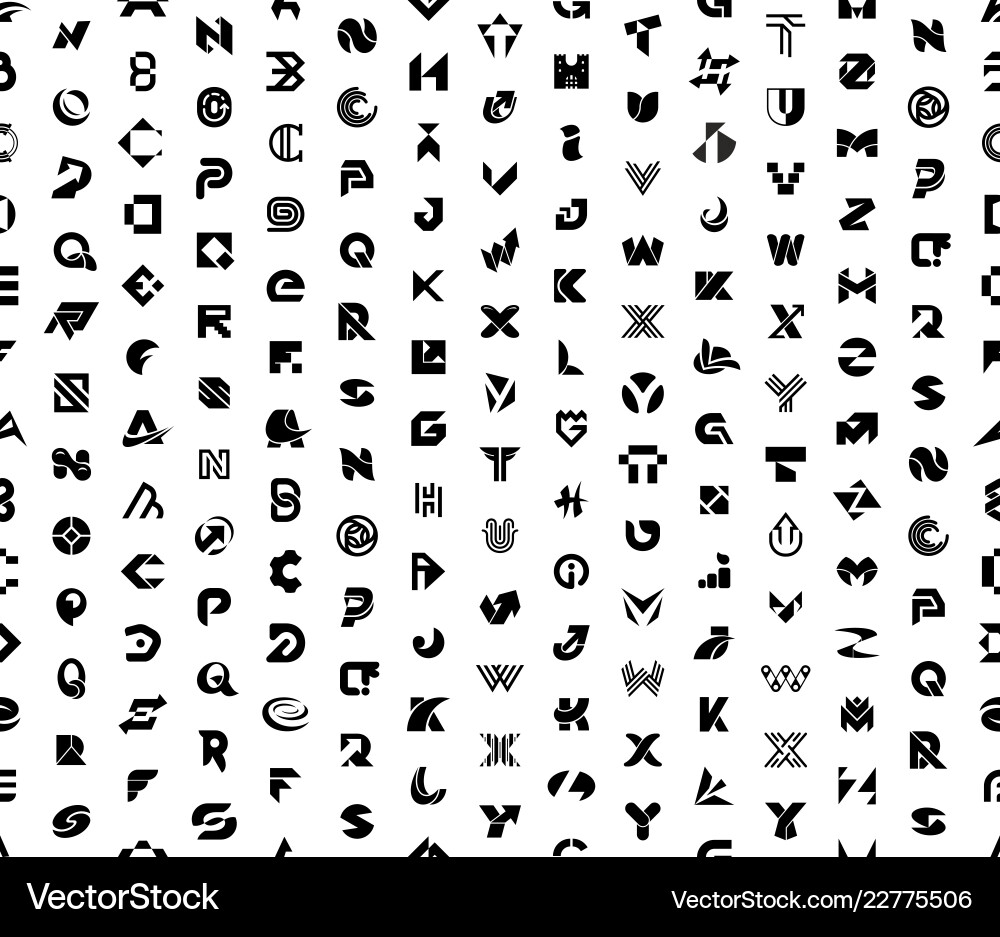 Seamless pattern with abstract logos letters Seamless pattern with abstract logos letters Vector Image