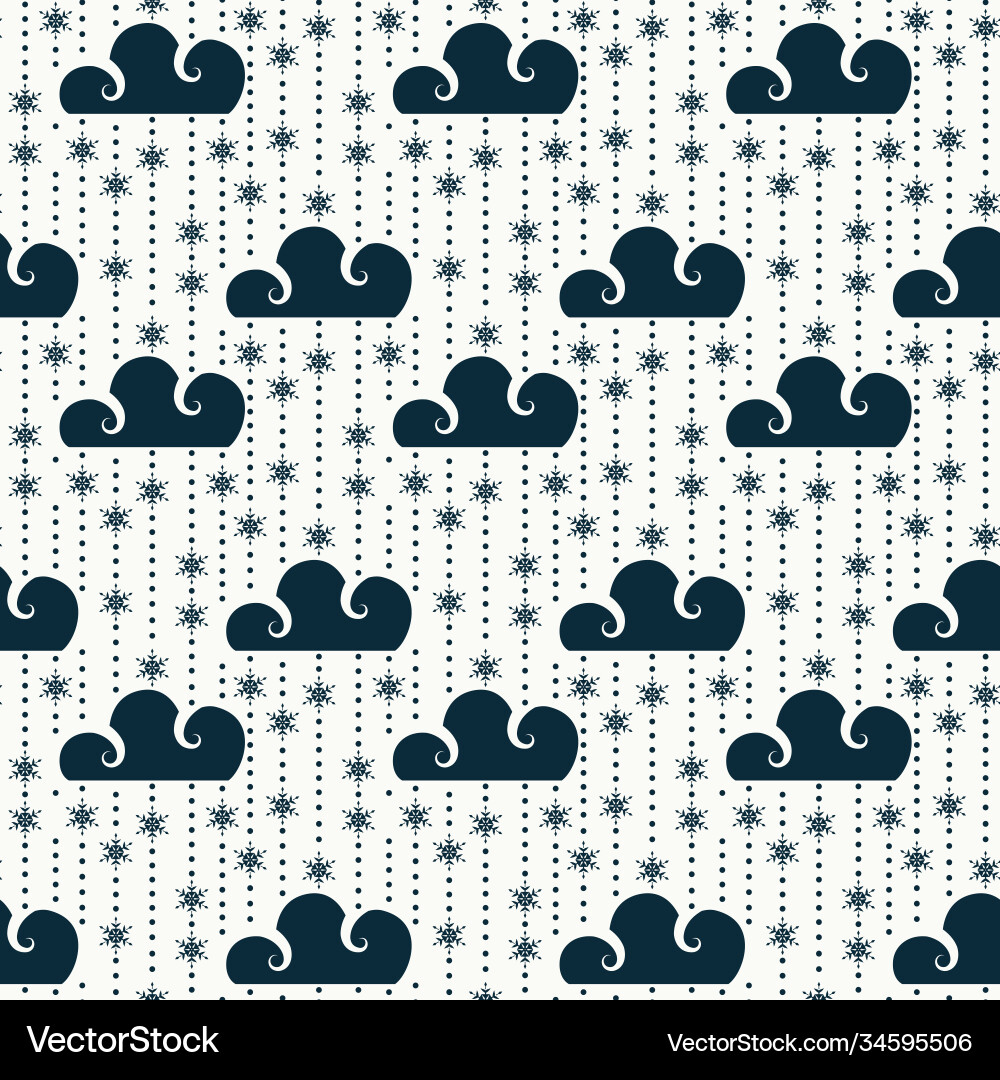 Seamless pattern with clouds and snowflakes Seamless pattern with clouds and snowflakes vector image
