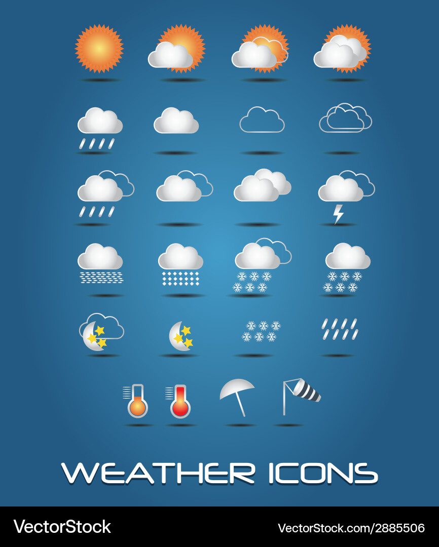 Set of weather icons for web and mobile Vector Image