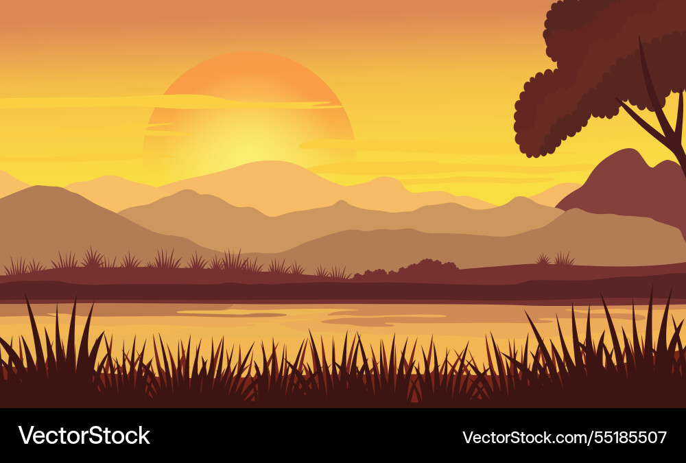 Beautiful golden sun at sunset sunrise Beautiful golden sun at sunset sunrise vector image