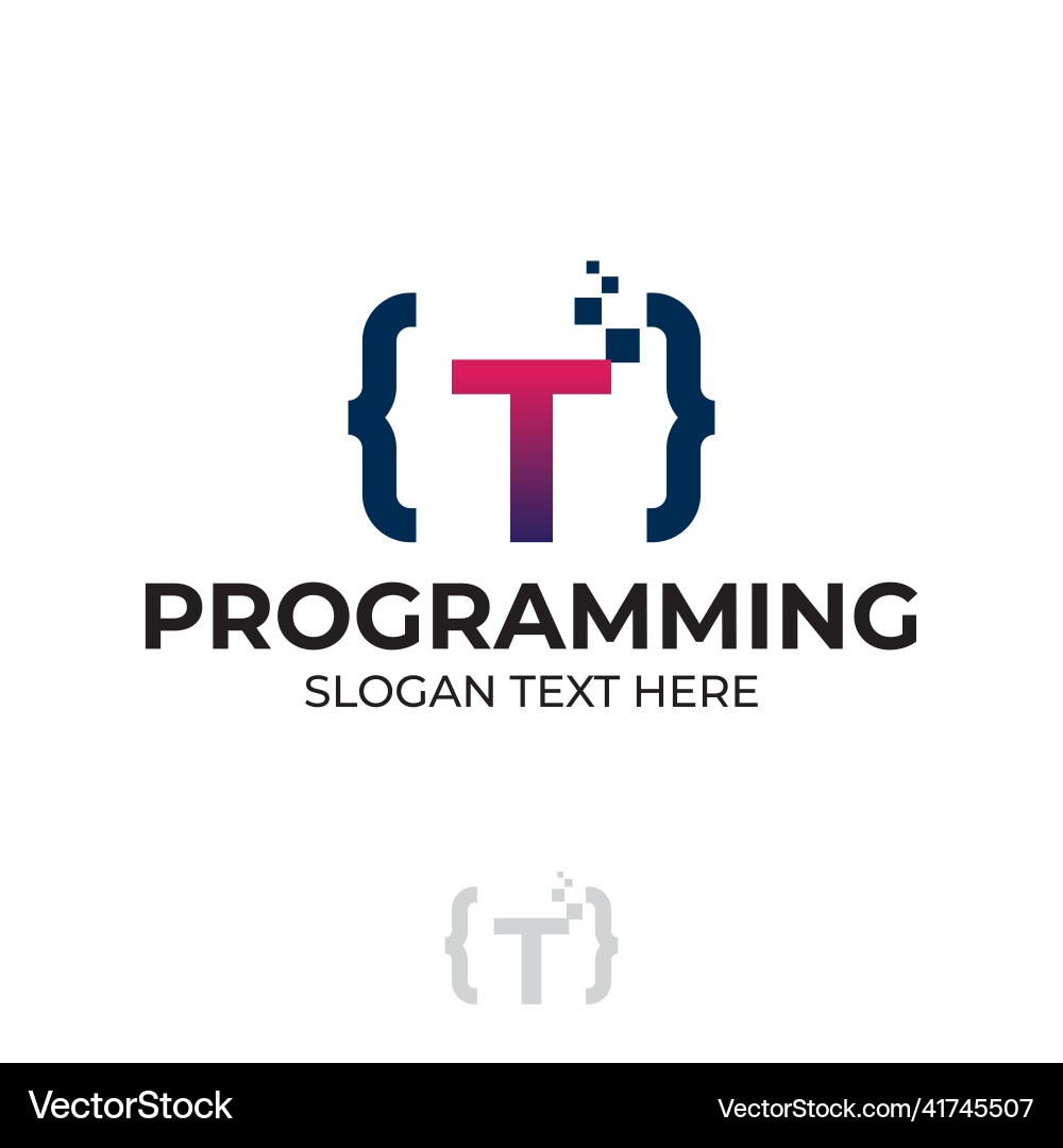 Digital code logo with letter t design coding Vector Image