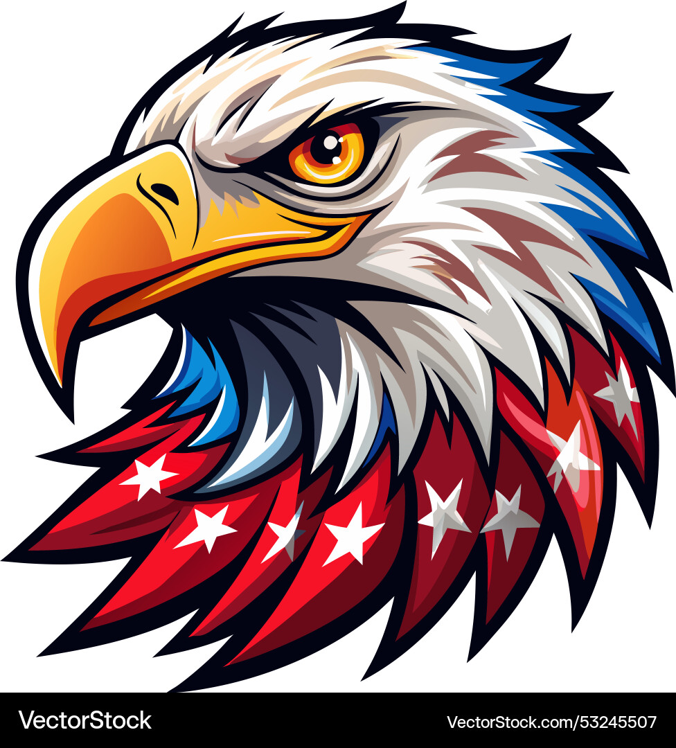 Eagle head with american flag pattern Royalty Free Vector