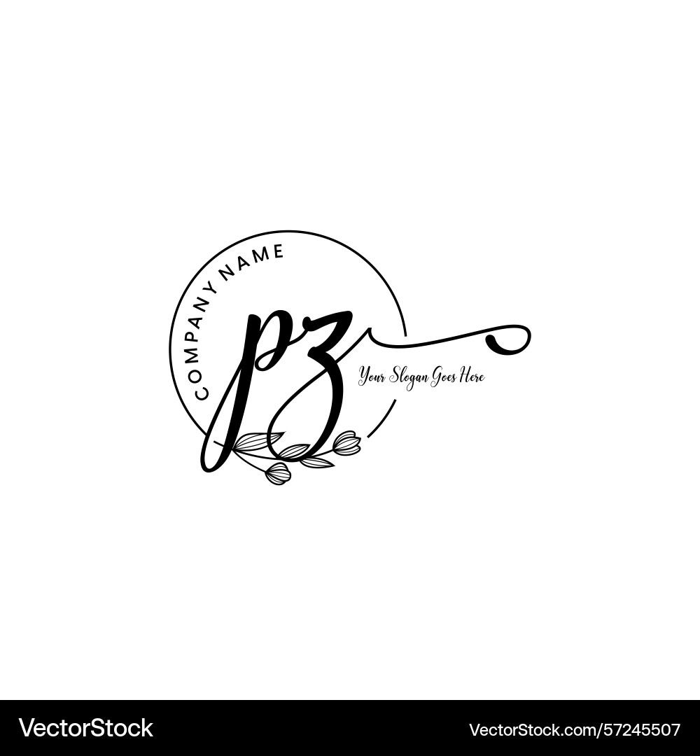 Elegant pz initial logo design with botanical Vector Image