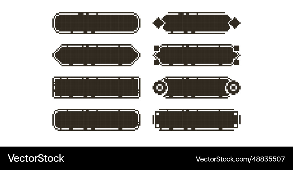 Frames in pixel art retro platformer style Frames in pixel art retro platformer style Vector Image