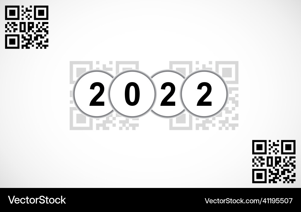 Happy new year 2022 text design with qr code Vector Image