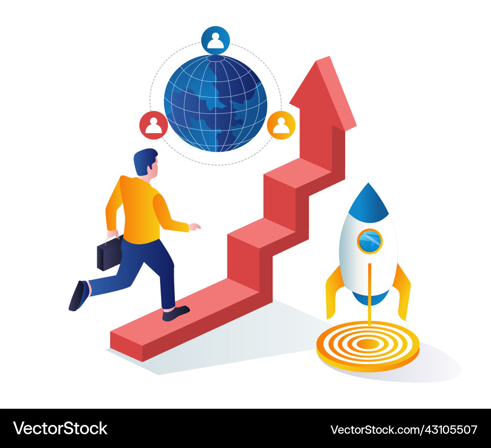 Man running towards the top stairs Vector Image