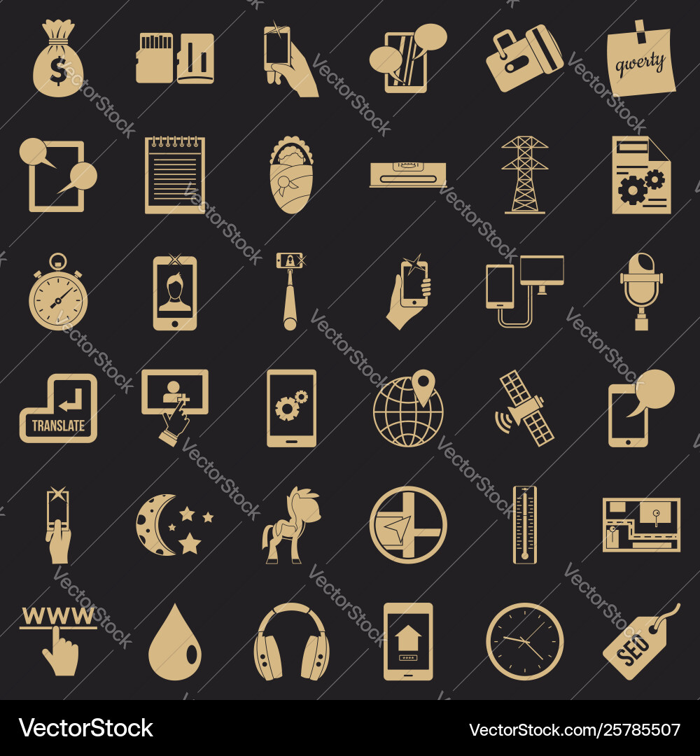 Mobile use icons set simple style Mobile use icons set simple style vector image