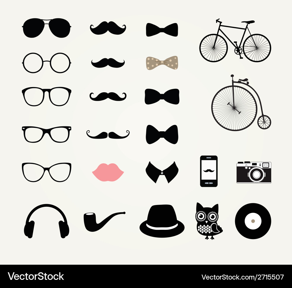 Retro Hipster Icon Set Vector Image