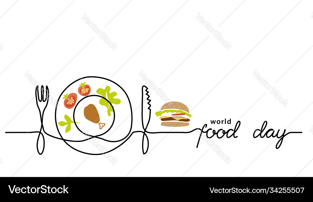 World food day simple line border web banner World food day simple line border web banner vector image