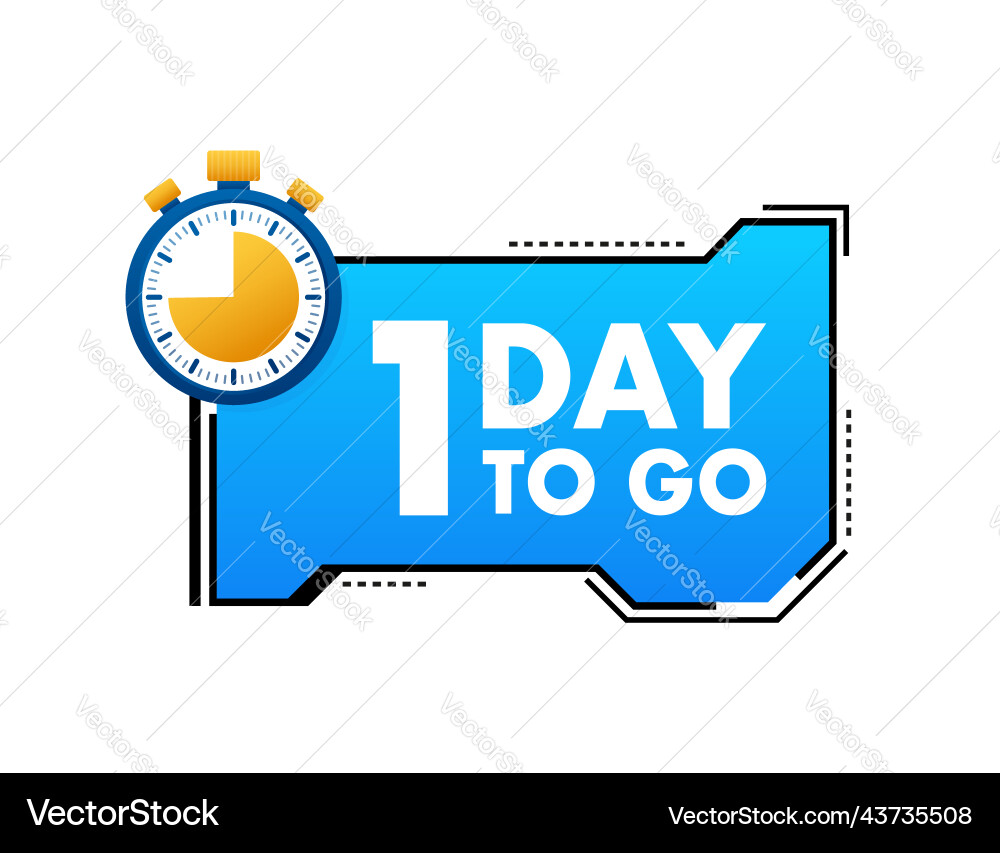 1 day to go countdown timer clock icon time vector image