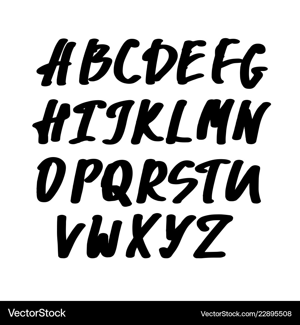 Alphabet letters black handwritten font drawn Alphabet letters black handwritten font drawn Vector Image