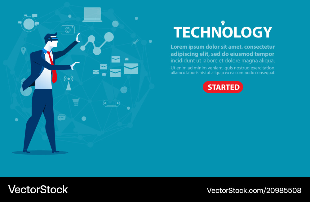 Businessman character an technology concept Vector Image