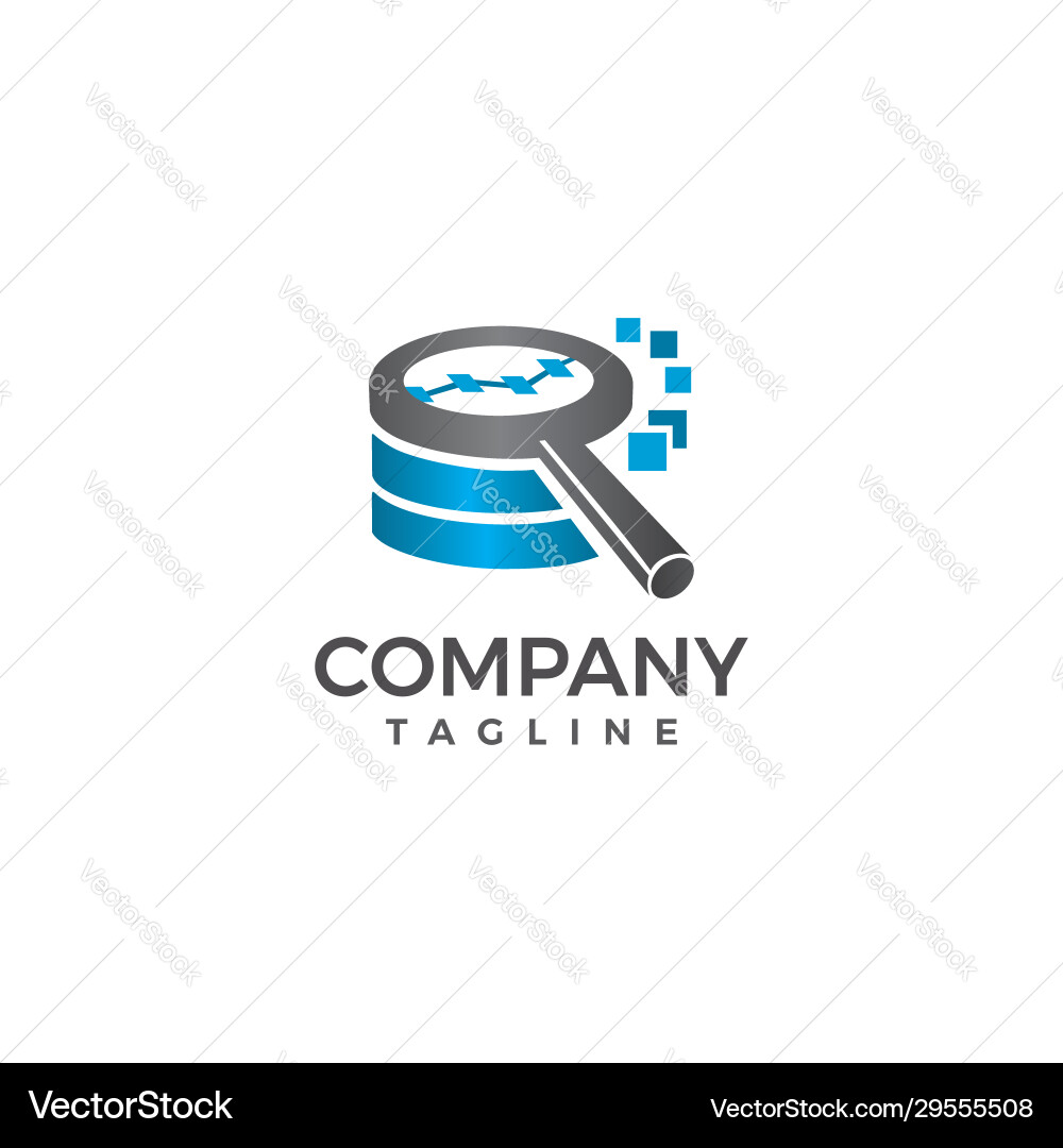 Database Search & Analytics Logo Vector Image