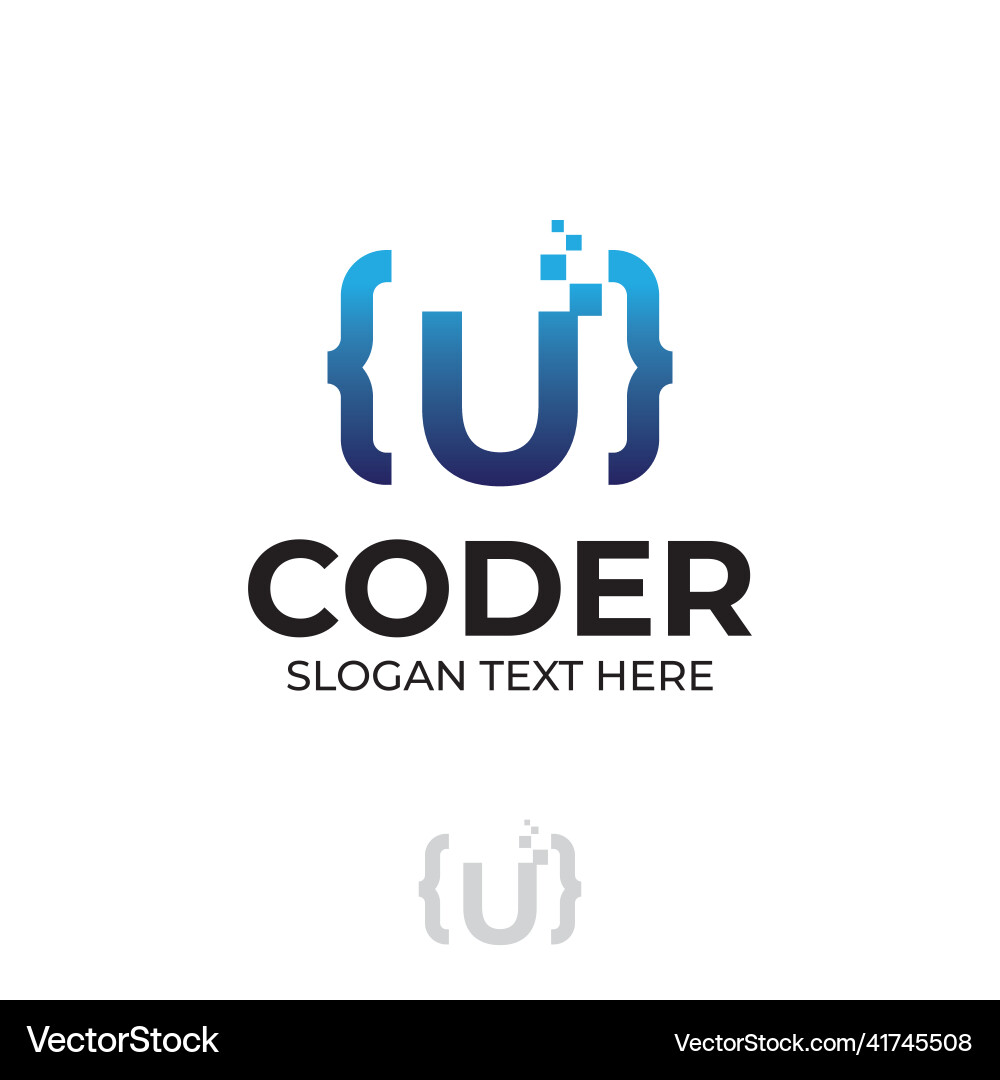Digital code logo with letter u design coding Vector Image